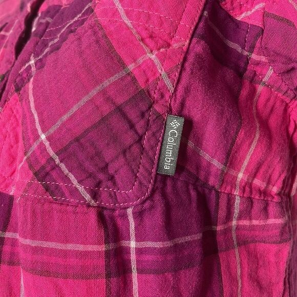 Columbia Cotton Flannel Plaid Button Down Shirt Top Oversized XS - Picture 2 of 7